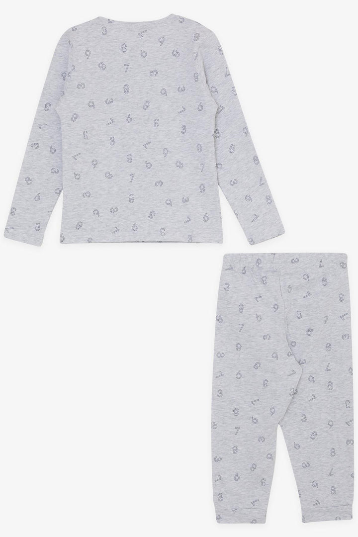 BRE Macaw Boy's Pajama Set with Number Pattern 1.5-5 Years, Light Grey Melange - Schorndorf