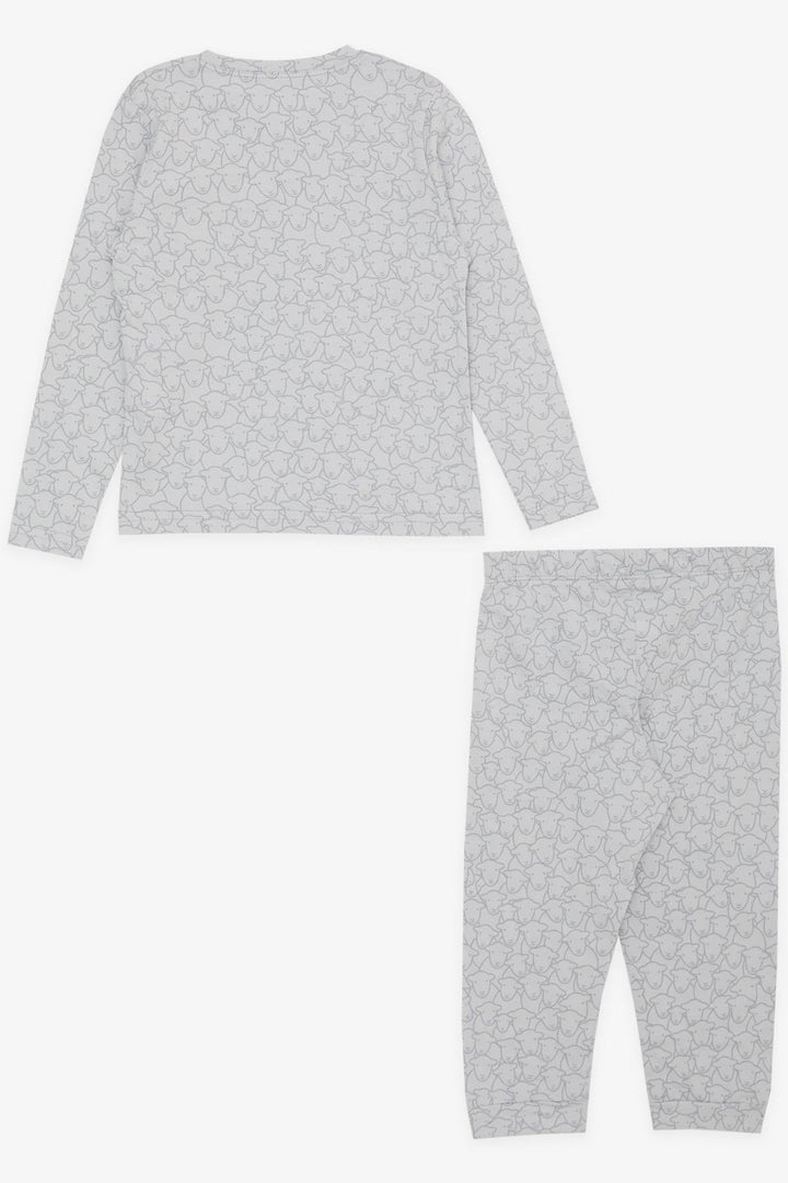 BRE Macaw Boy's Pyjama Set Cute Sheep Pattern 3-7 Years, Light Grey - Butte