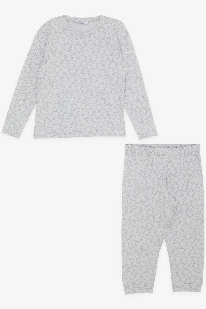 BRE Macaw Boy's Pyjama Set Cute Sheep Pattern 3-7 Years, Light Grey - Butte