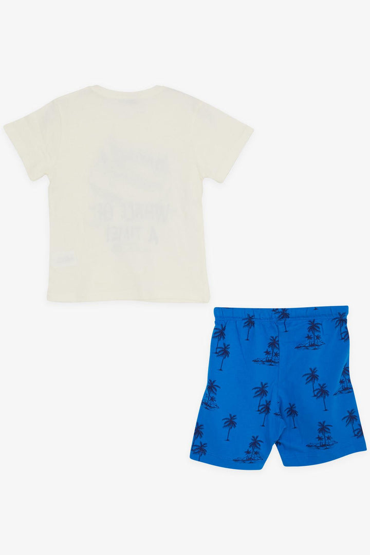 BRE Macaw Boy's Shorts Set Fun Whale Printed 1.5-5 Years, Cream - Boston