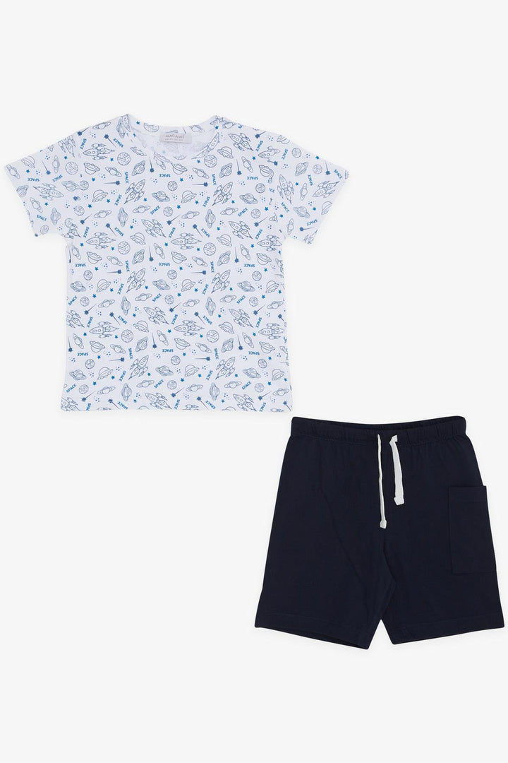 BRE Macaw Boy's Shorts Set Space Themed 1.5-5 Years, White - Civitanova Marche