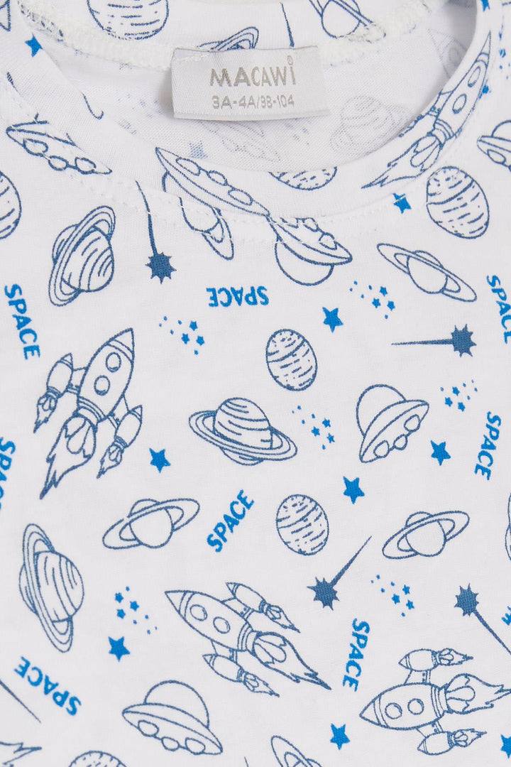 BRE Macaw Boy's Shorts Set Space Themed 1.5-5 Years, White - Civitanova Marche