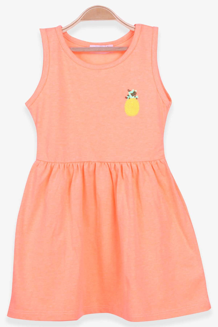 BRE Macaw Girl's Dress with Pineapple Pattern, 1.5-5 Years, Neon Orange - La Crosse