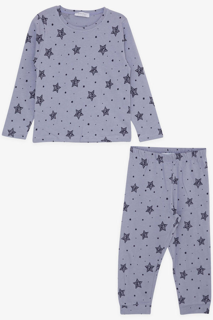 BRE Macaw Girl's Pajama Set with Star Pattern, 1.5-5 Years, Lilac - Orsha