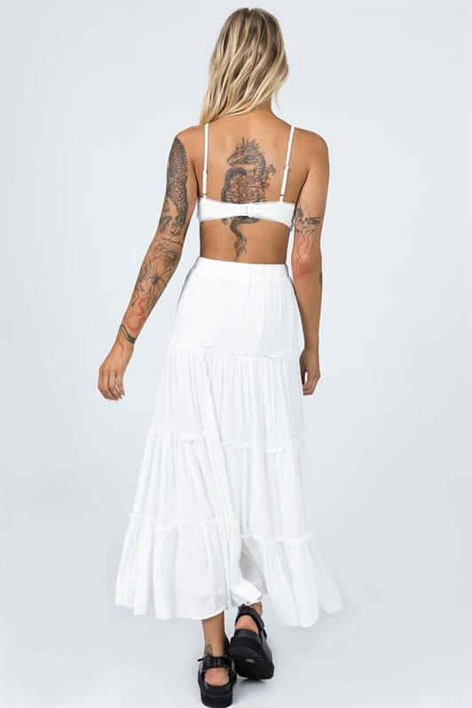 MDX White Basic Pleated Women's Long Skirt - Zoetermeer