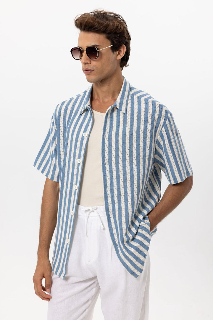 ANT Oversized Openwork Striped Men's Shirt - Boston