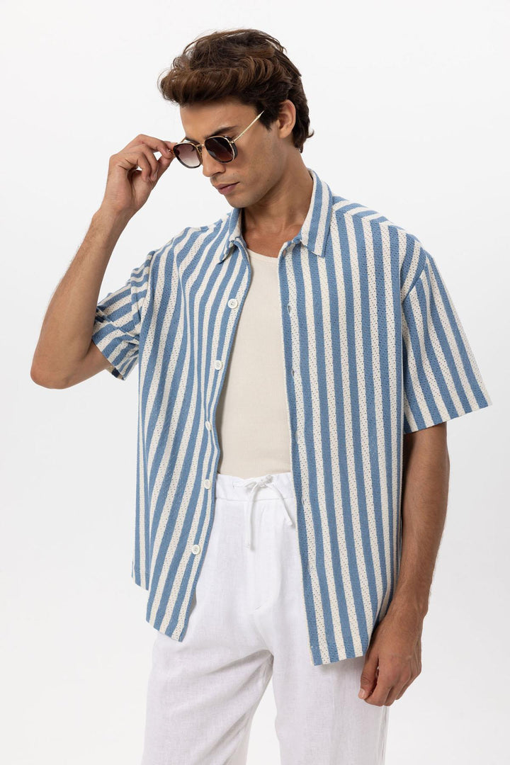 ANT Oversized Openwork Striped Men's Shirt - Boston