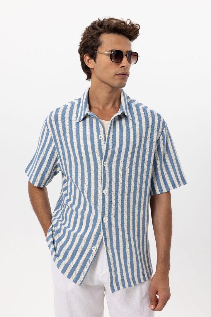 ANT Oversized Openwork Striped Men's Shirt - Boston