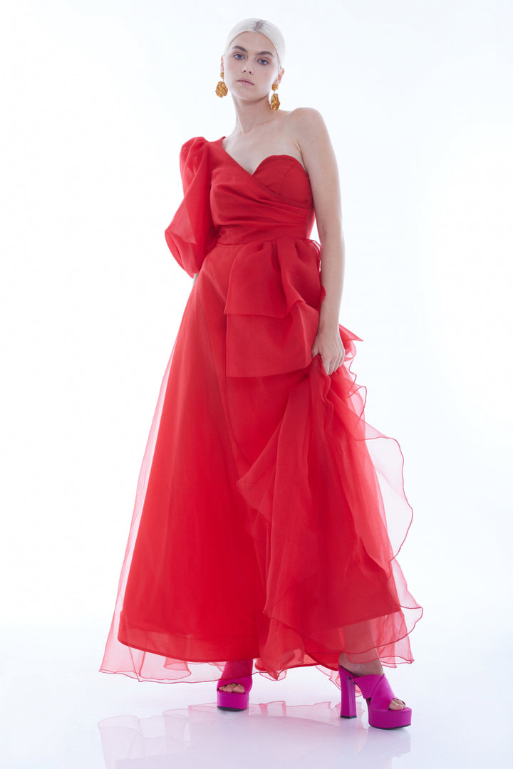 FRV Red Tulle Single Eleve Maxi платье - Roseville