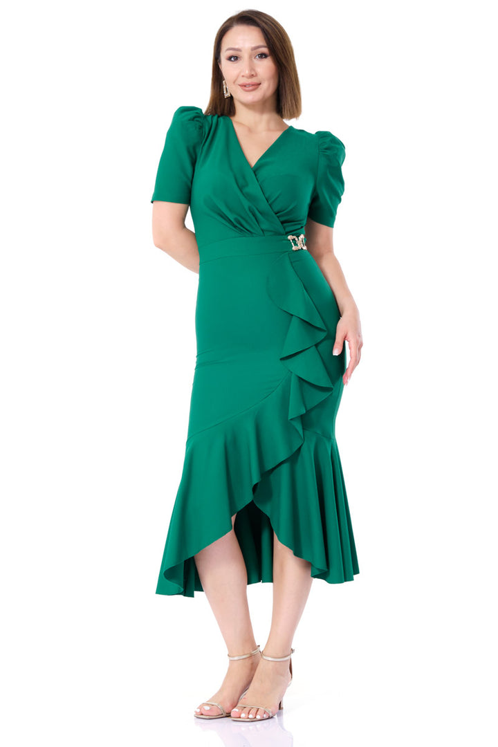 FRV Green crepe short sleeve maxi dress - Torrejón de Ardoz