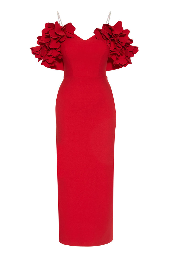 FRV Red Crepe Rooveless Maxi платье - Torres novas