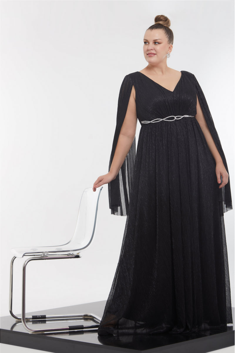 FRV Black Plus Size Moonlight Maxi платье с длинным рукавом - Вернон