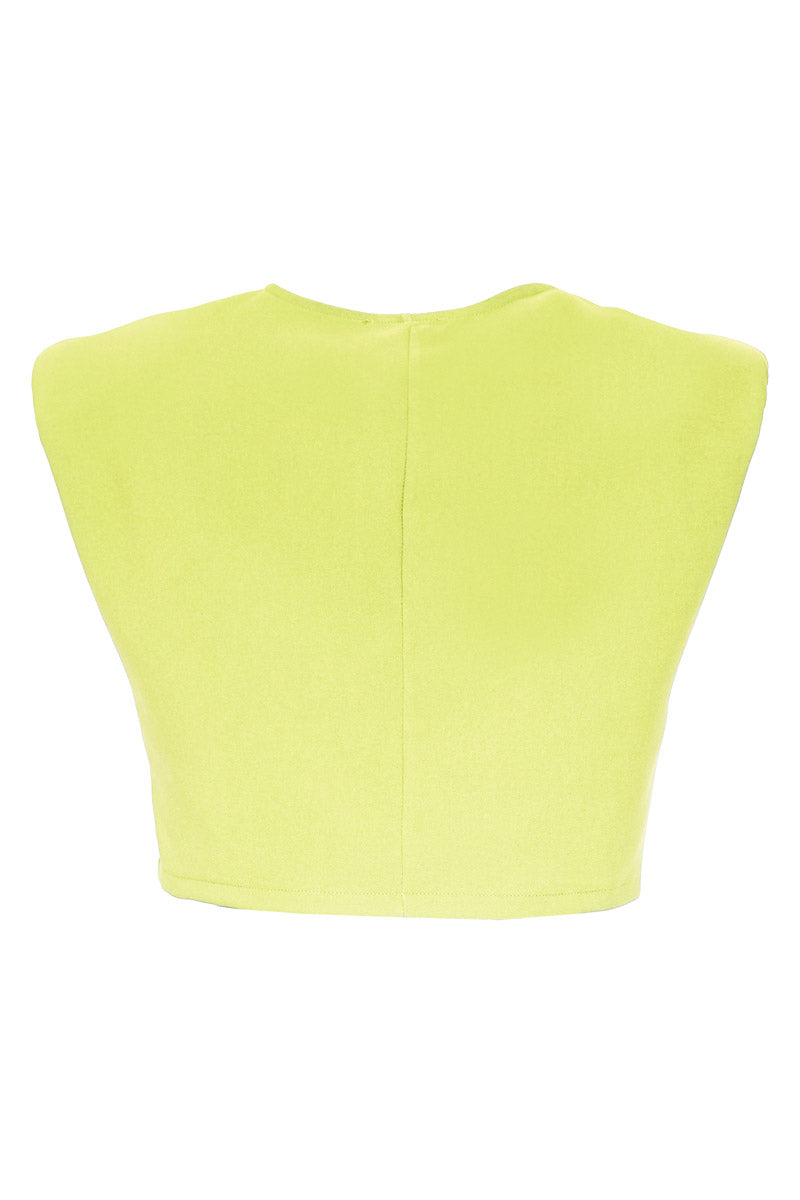 FRV Peanut green crepe sleeveless crop top - Pozzuoli