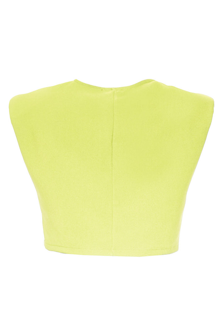 FRV Peanut green crepe sleeveless crop top - Pozzuoli