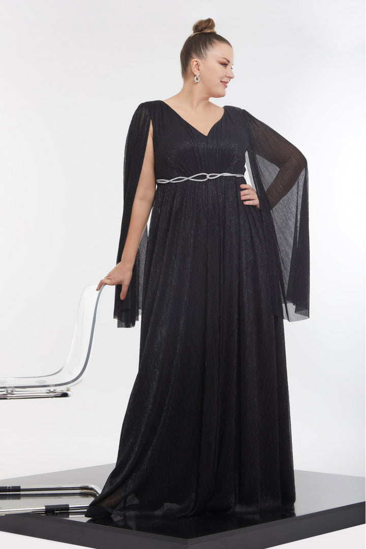 FRV Black Plus Size Moonlight Maxi платье с длинным рукавом - Вернон