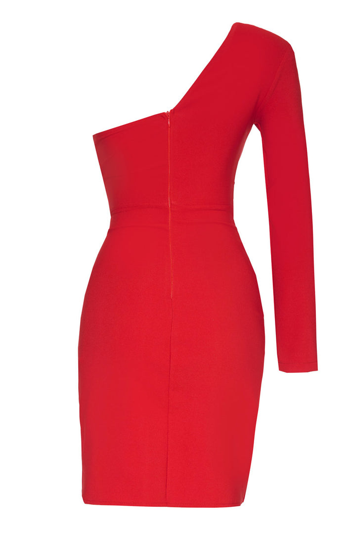 Mini Frv Red Crepe Mini Dress - Osimo