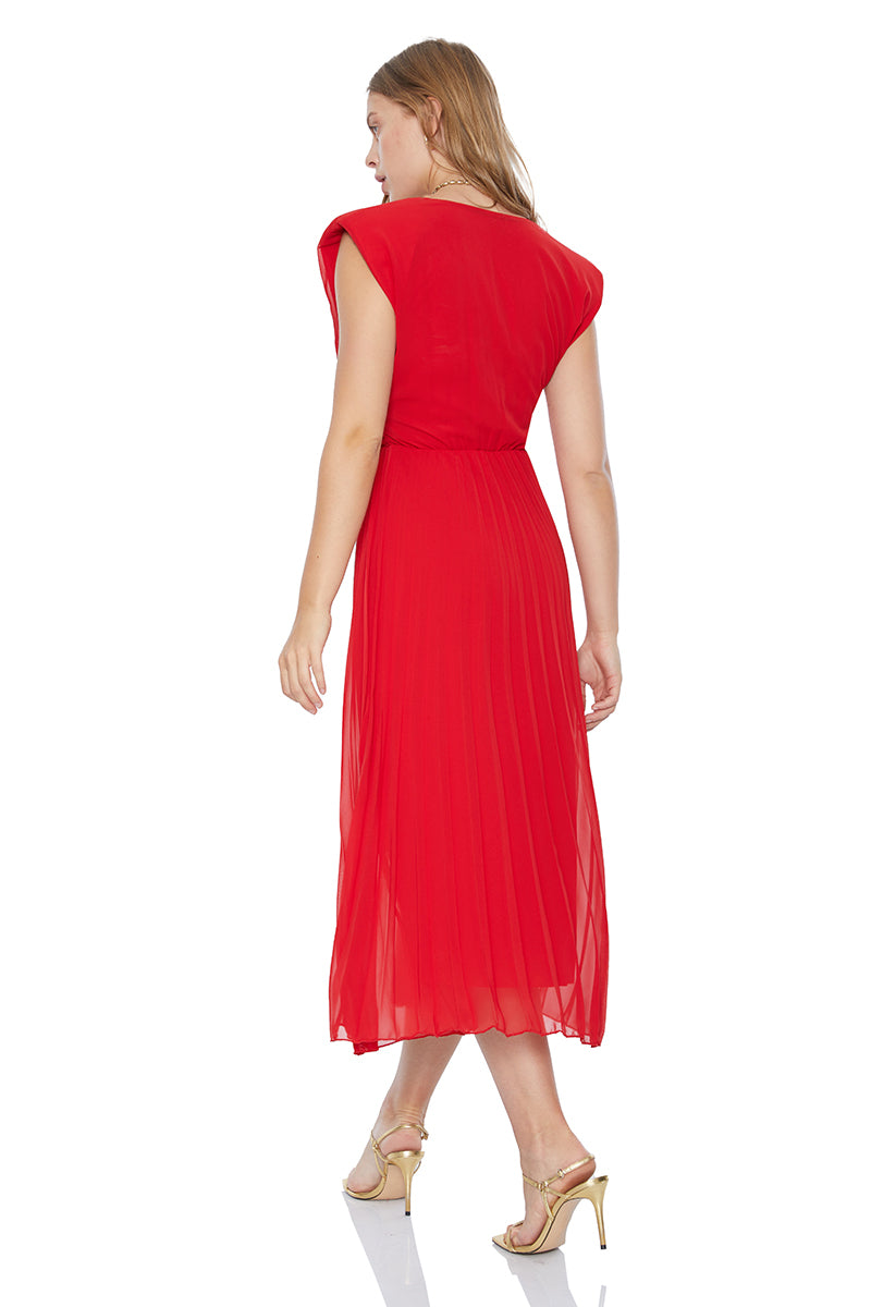 FRV Red chiffon sleeveless midi dress - Channelview