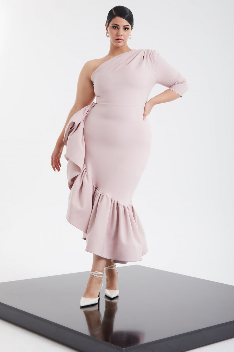 FRV Blush Plus Size Crepe Single Eleve Maxi платье - Apaseo El Grande