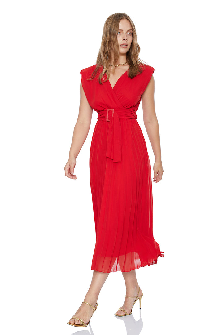 FRV Red chiffon sleeveless midi dress - Channelview