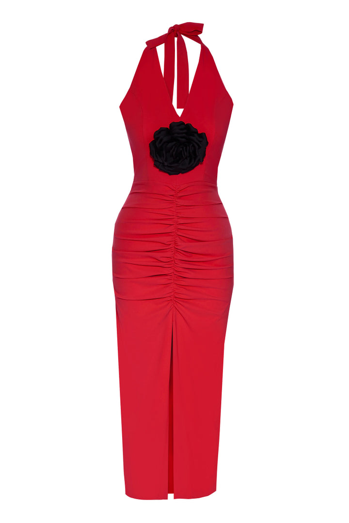 FRV Red Crepe Demeveless Midi платье - Ciudad de Huajuapam de León