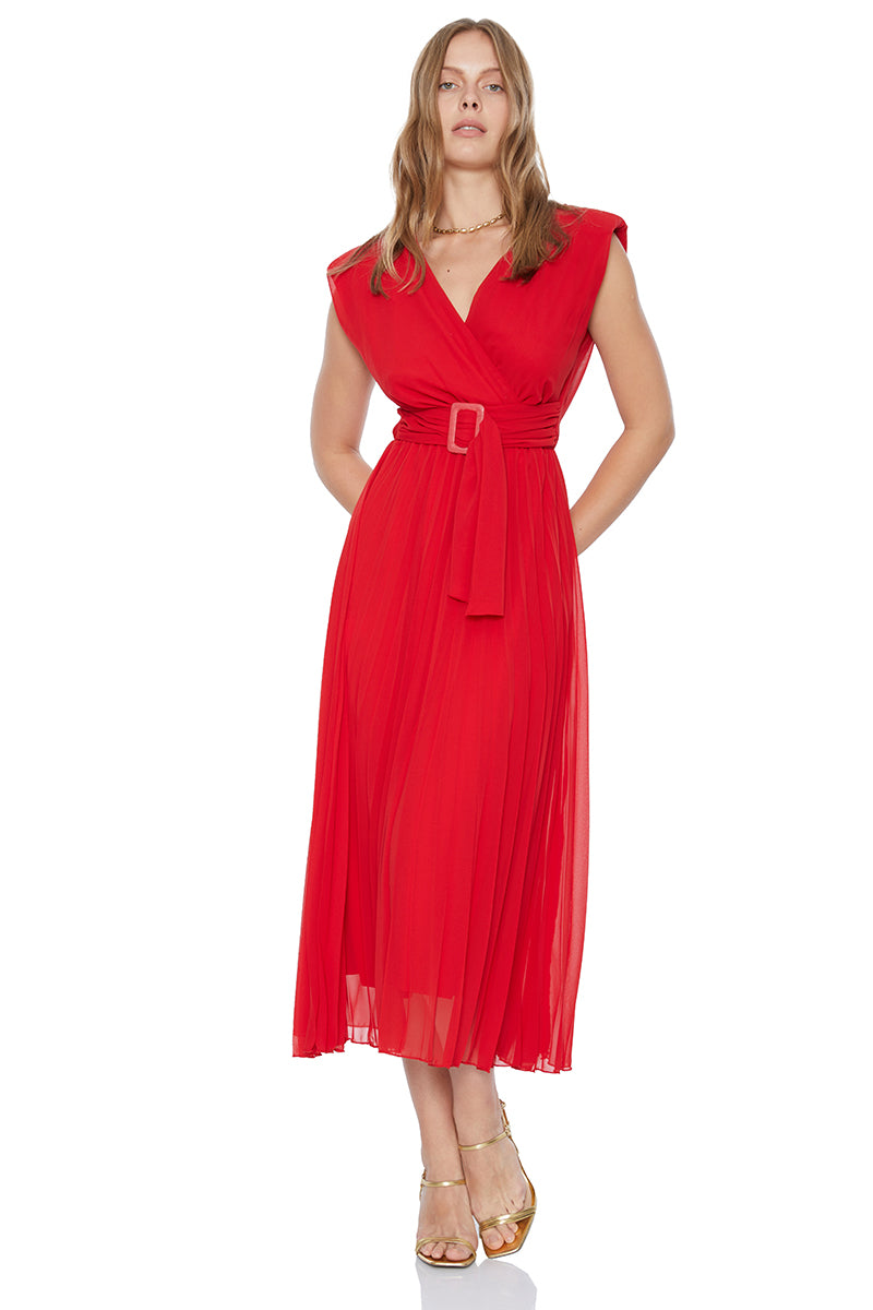 FRV Red chiffon sleeveless midi dress - Channelview