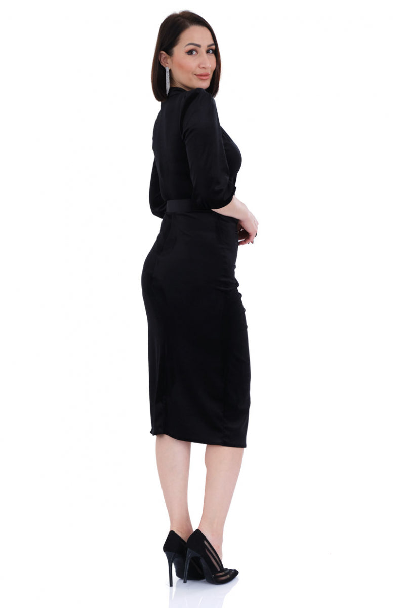 FRV Black velvet 3/4 sleeve midi dress - Hannover