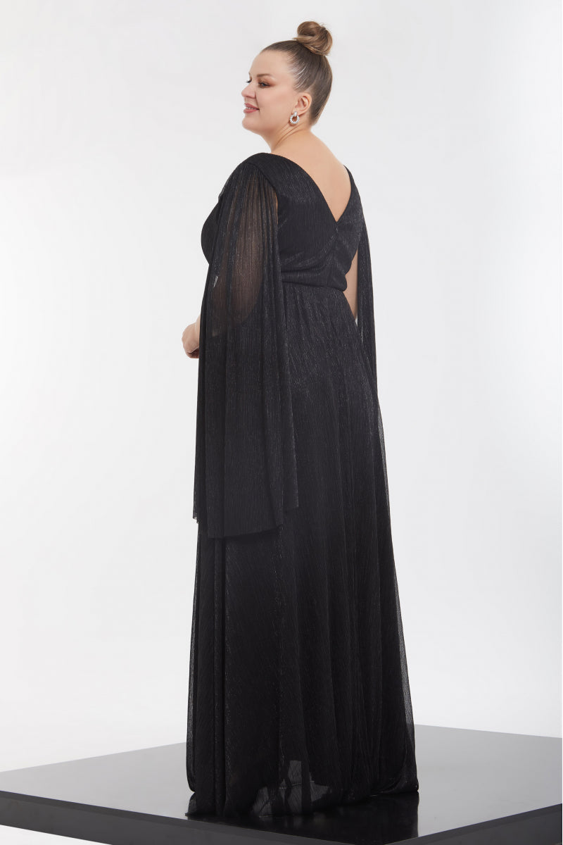 FRV Black Plus Size Moonlight Maxi платье с длинным рукавом - Вернон