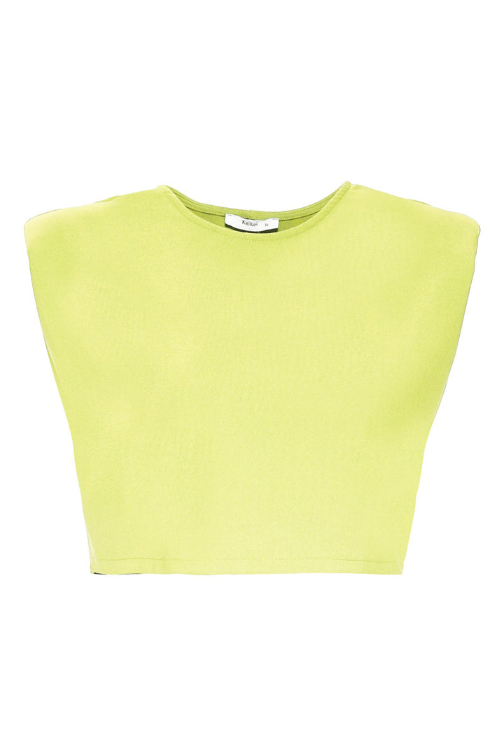 FRV Peanut green crepe sleeveless crop top - Pozzuoli