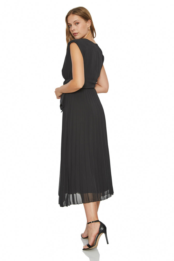 FRV Black chiffon sleeveless midi dress - Tizimín