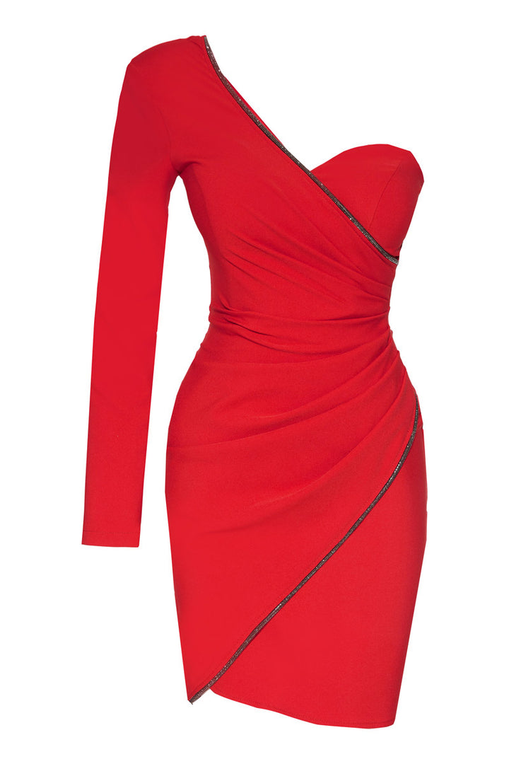 Mini Frv Red Crepe Mini Dress - Osimo