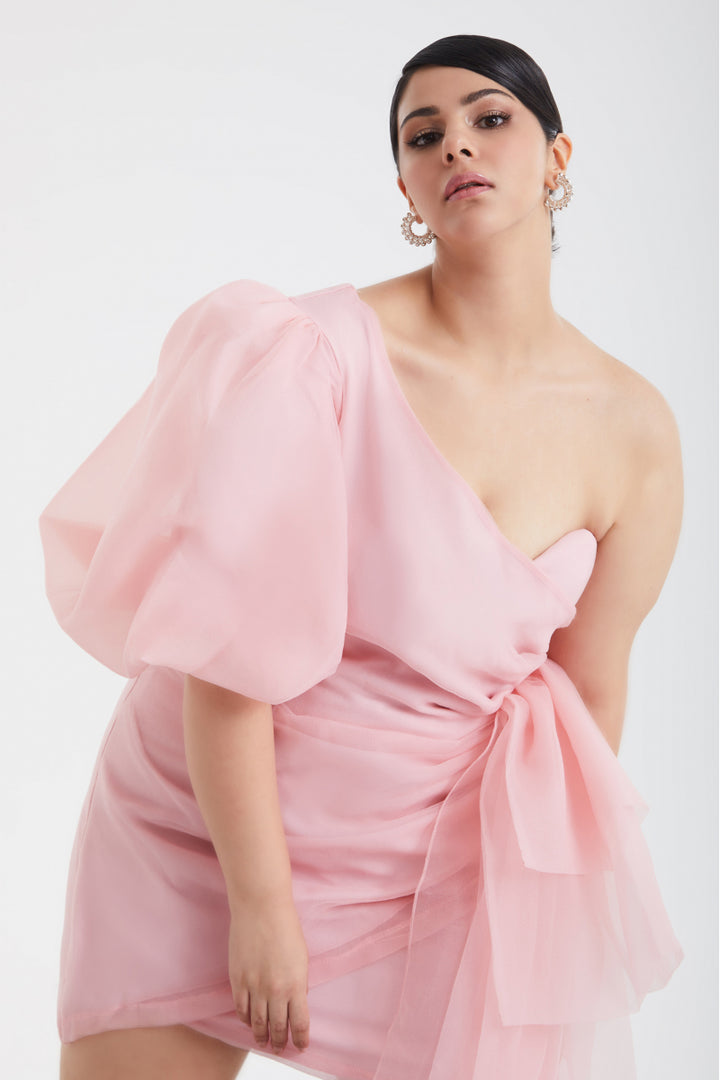 FRV Blush plus size tulle single sleeve mini dress - Veenendaal