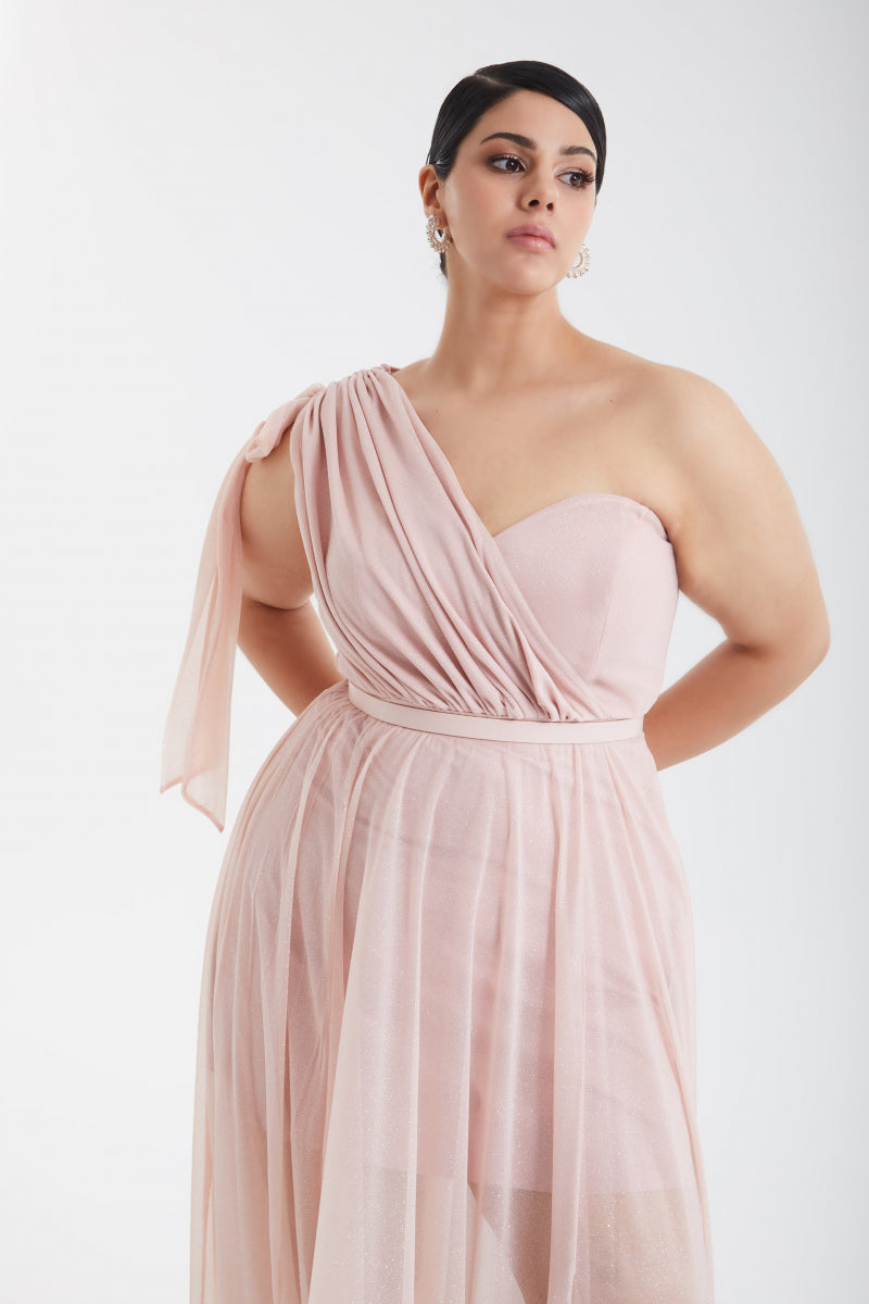 FRV Blush Plus Size TULLE SINGELEVE MAXI MAXI Платье - Brăila