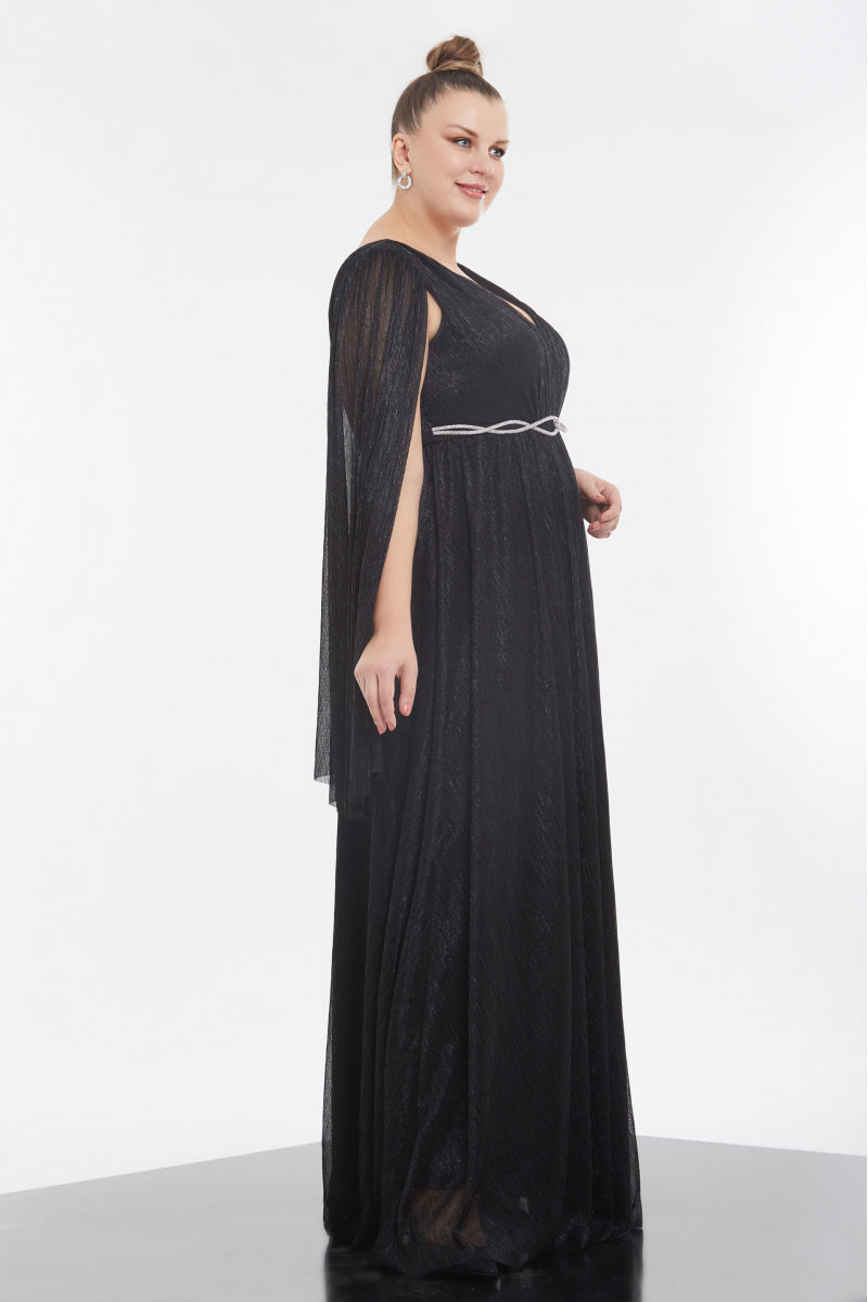 FRV Black Plus Size Moonlight Maxi платье с длинным рукавом - Вернон