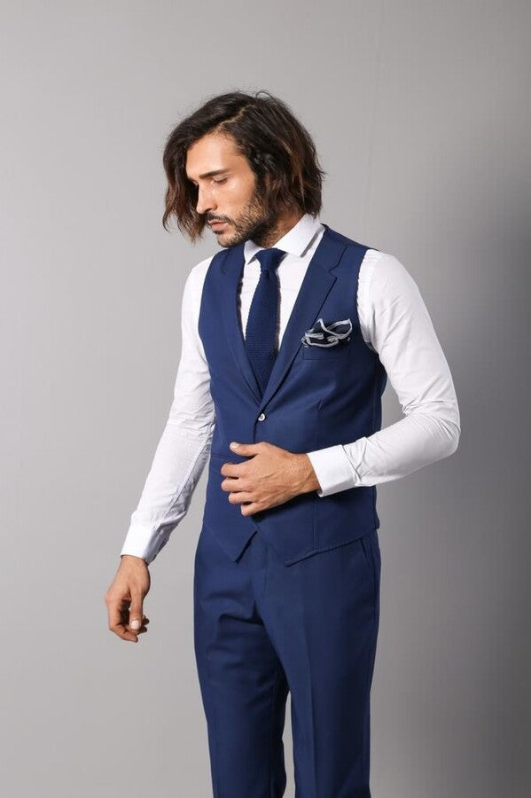 WSS Men's Indigo Necked Vest with Trousers  - Singen