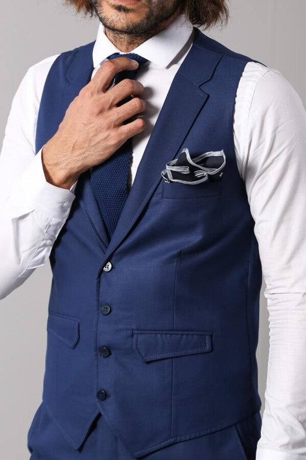 WSS Men's Indigo Necked Vest with Trousers  - Singen