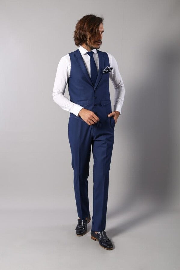 WSS Men's Indigo Necked Vest with Trousers  - Singen