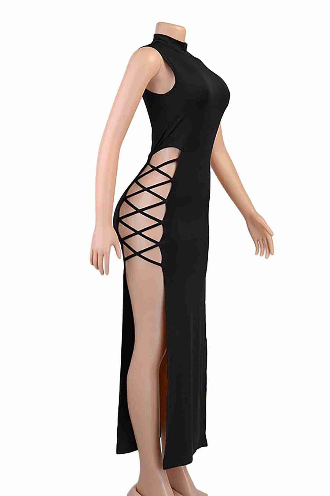 IGR Women Merry See Black Dress with Leg Decollete - Narbonne