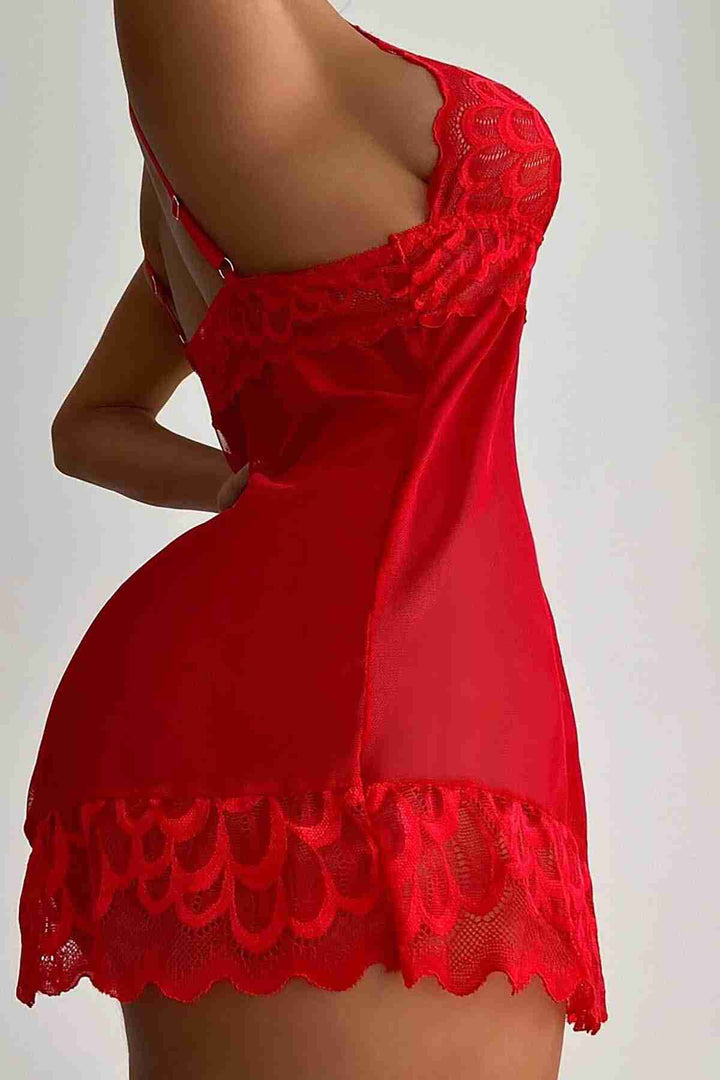 IGR Women Merry See Lace Babydoll Nightgown Set Red - Dublin