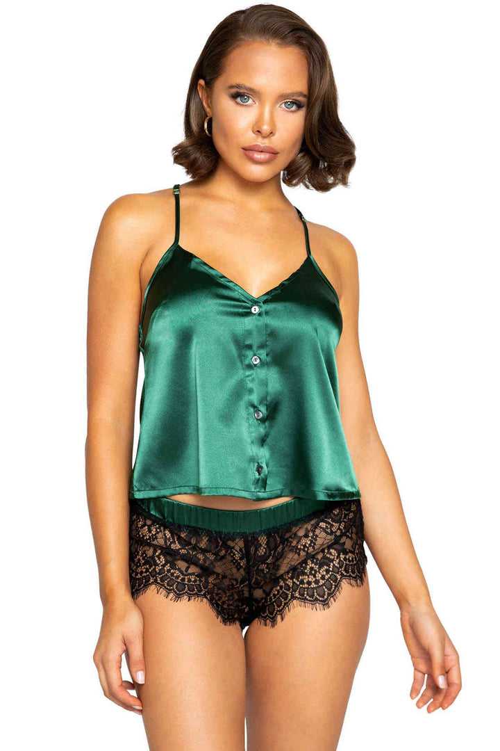 IGR Women Merry See Lace Satin Pajama Set أخضر - فيتشنزا