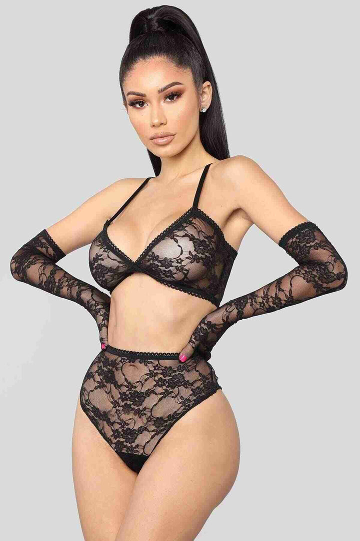 IGR Women Merry Sea Fantasy Gloved Bra and Panty Set Black - Danville