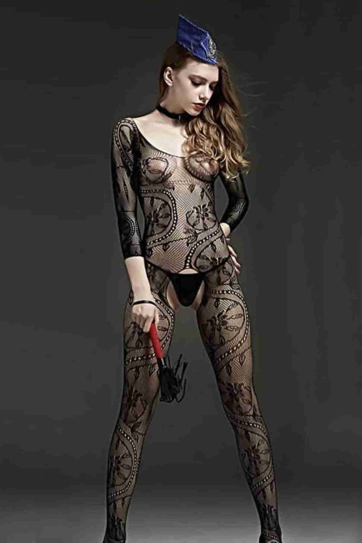 IGR Women Merry See Special Zone Open Fantasy Bodystocking أسود - سبوكان فالي