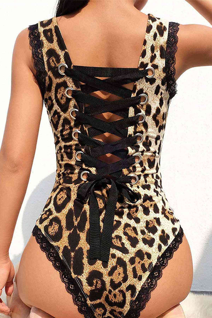 IGR Women Merry Sea Detailed Leopard Bodysuit Nightgown Lingerie Multi-colored - Cesano Maderno