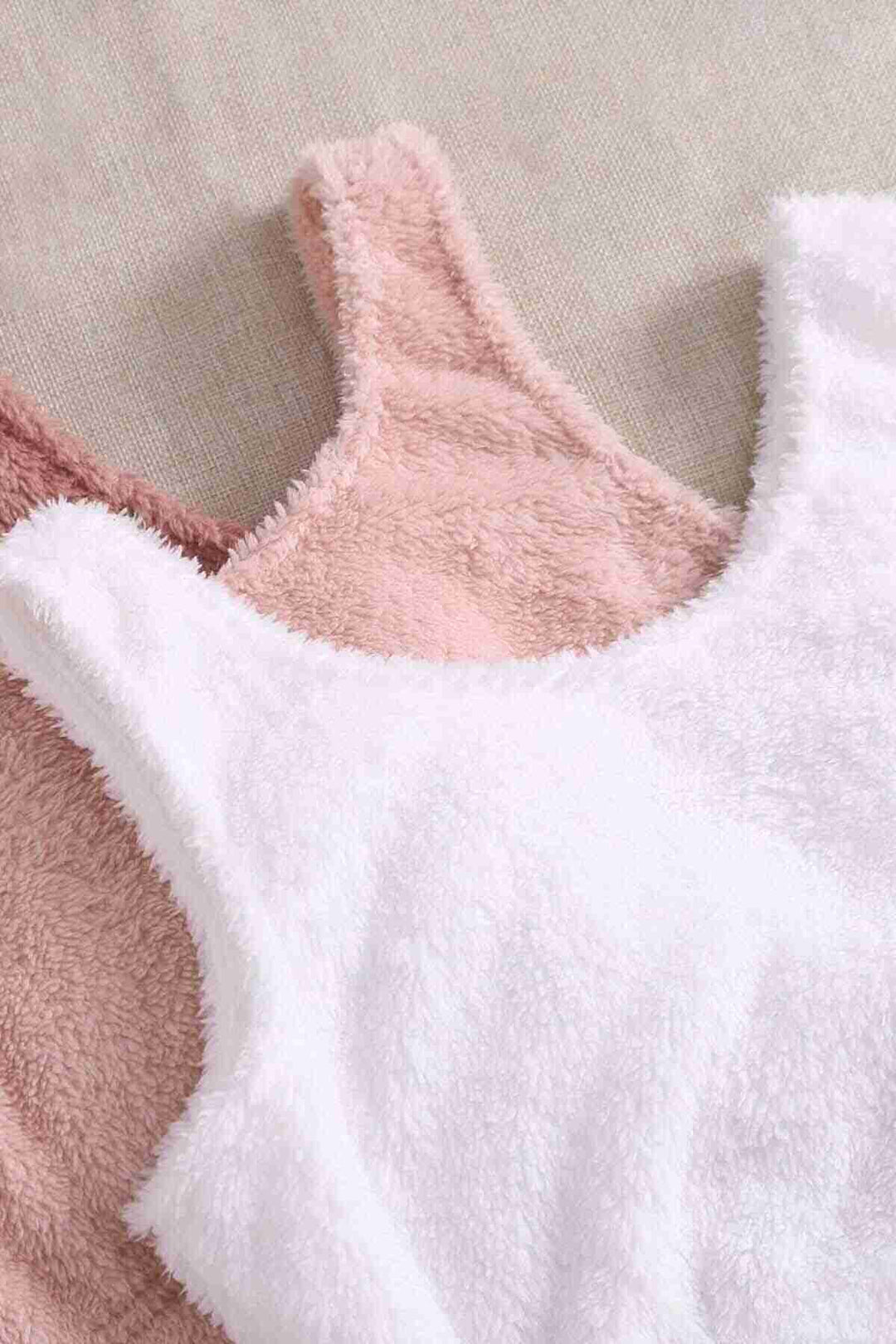 IGR Women Merry Sea Solid Color 1 Set Sleeveless Strappy Plush Fleece Top Bottom Shorts Pajama Set Light Pink - Elche