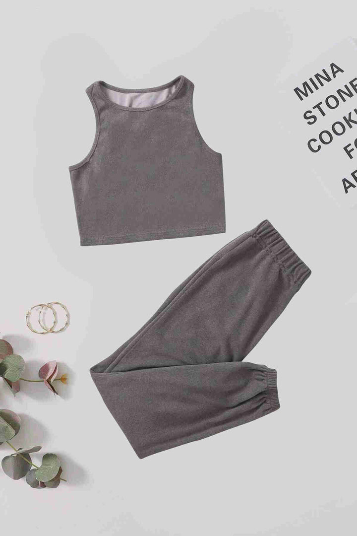 IGR Women Merry Sea Solid Color 1 Set Sleeveless Polar Top and Bottom Pajama Set Gray - Mérignac