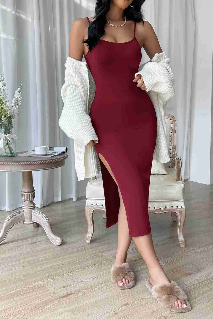 Женщины IGR Merry See Bodycon Strappy гибкий вязаный платье Midi Midi Red - Durango