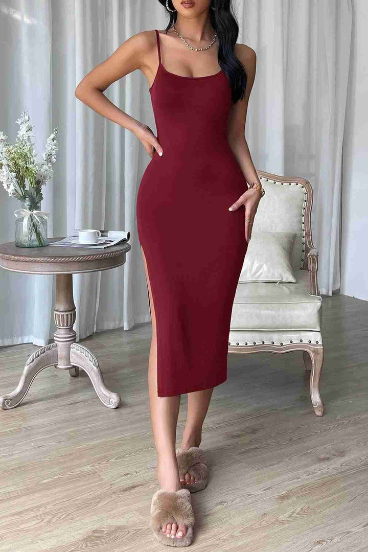 Женщины IGR Merry See Bodycon Strappy гибкий вязаный платье Midi Midi Red - Durango