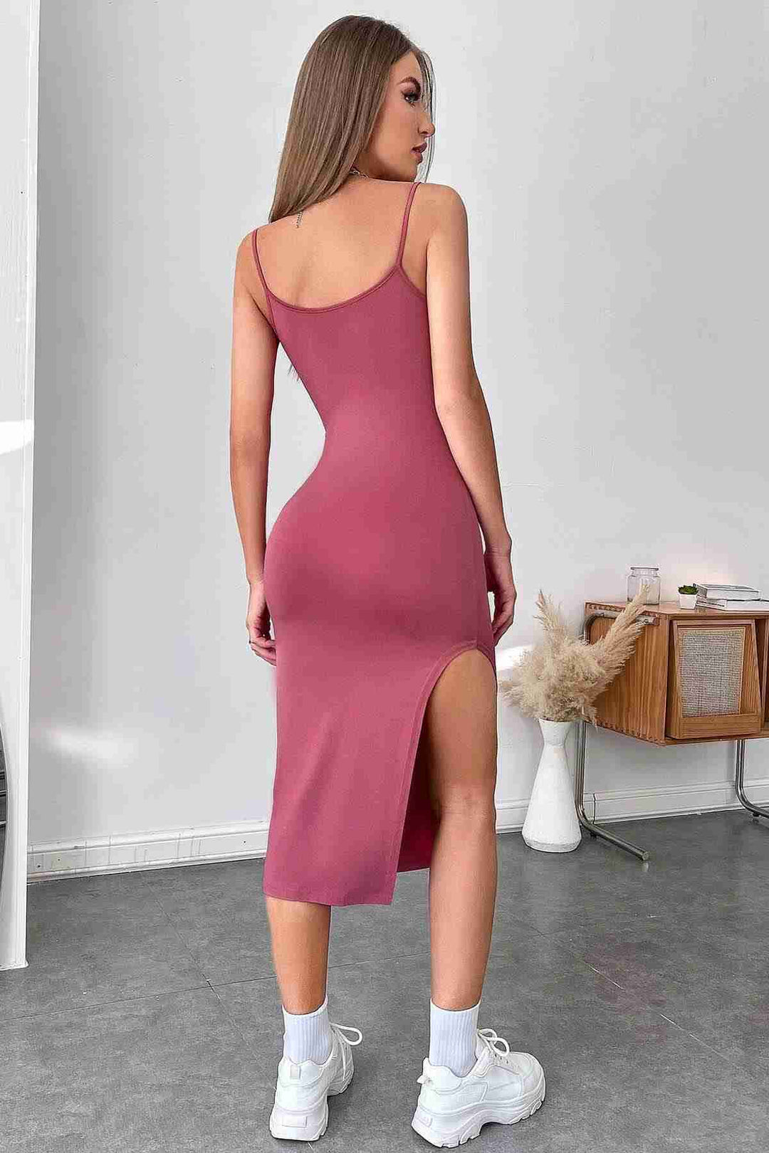 IGR Women Merry See Pink Bodycon Strappy гибкий вязаный платье Midi - Havant