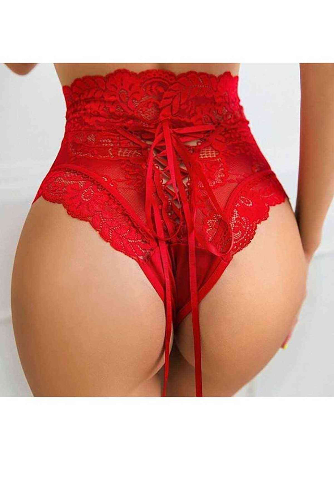 IGR Women Merry See High Waist Lace Panties Red - Aurora