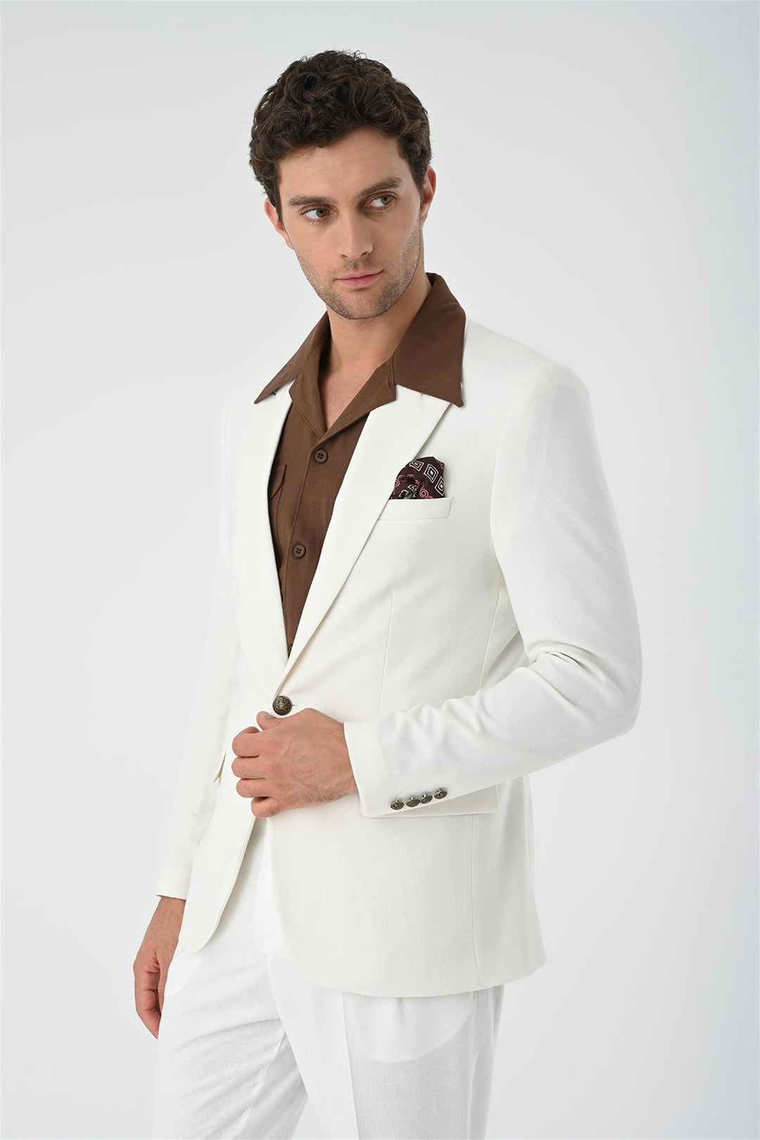 ANT Metal Single Button Men's Blazer Jacket - Auburn