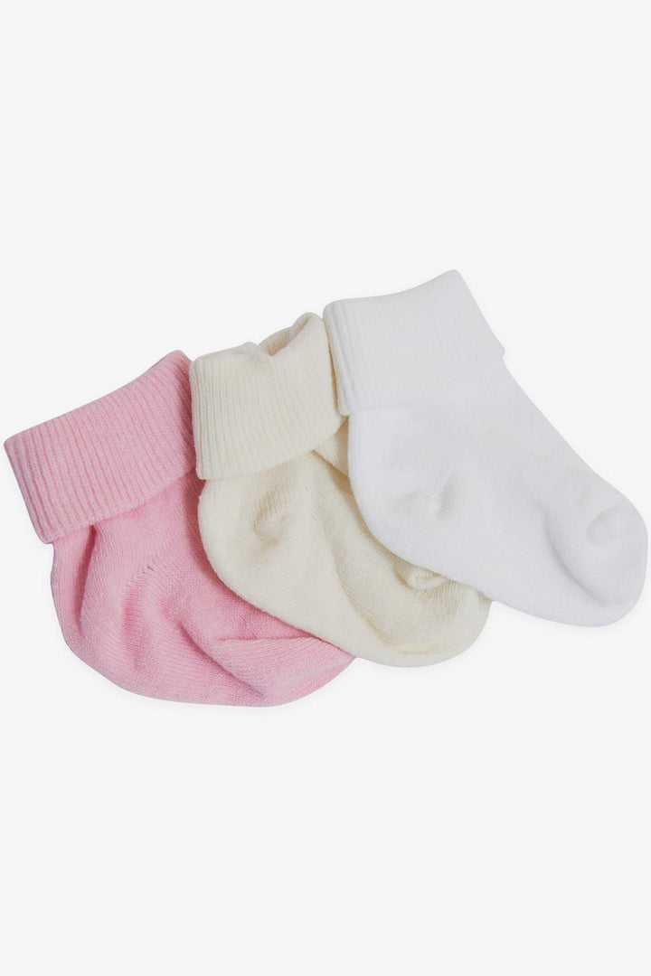 BRE Minidamla Baby Girl Newborn Socks with Anklet 3-Pack 0-3 Months, Mixed Color - Middleton